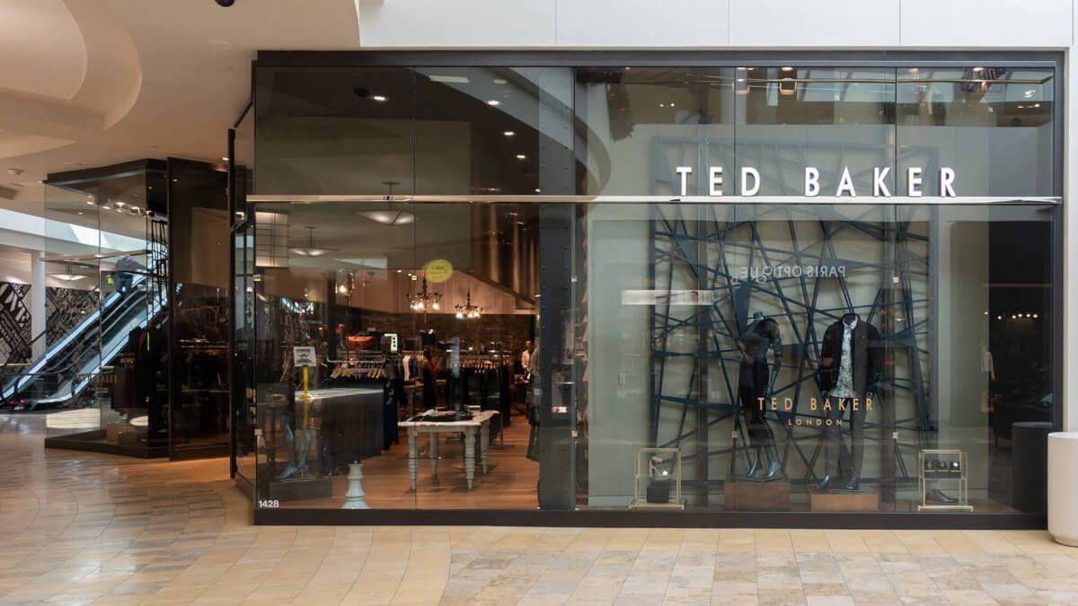 Glass shopfront for a Ted Baker retail unit