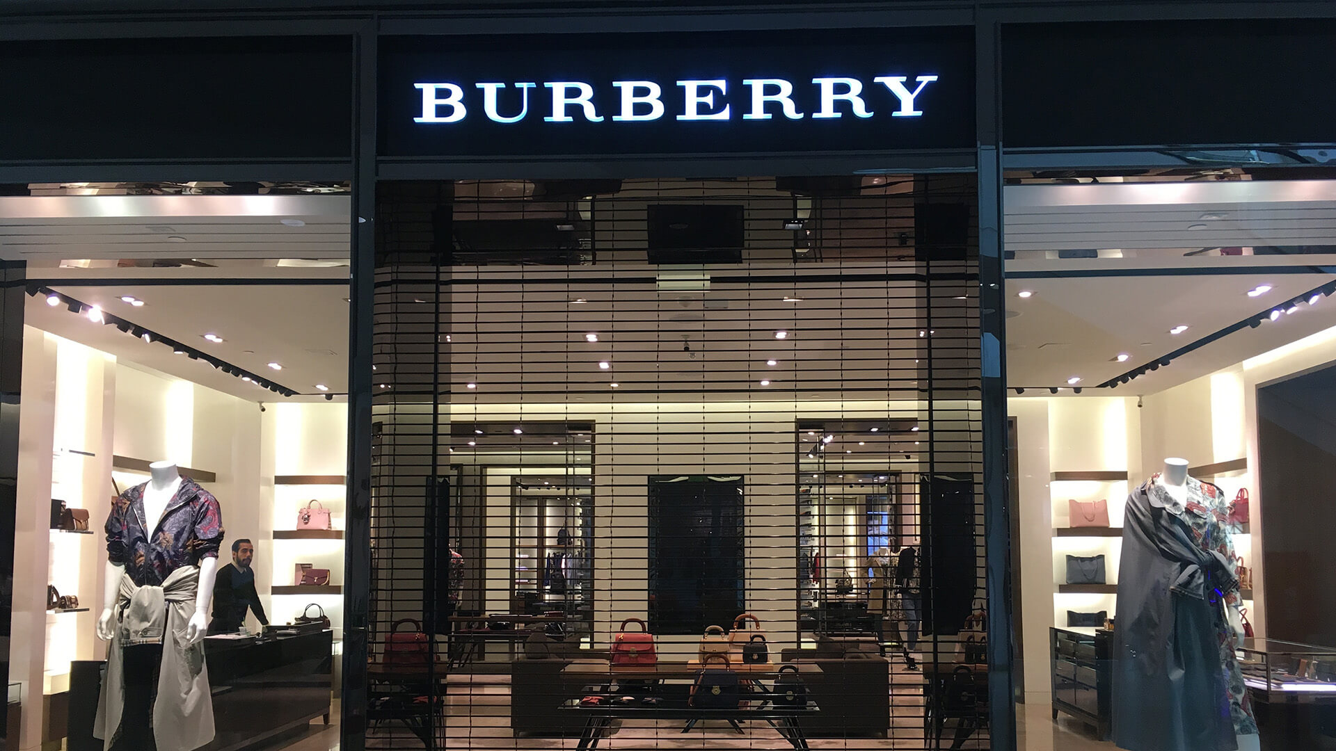 Commercial glass shopfront for a Burberry store